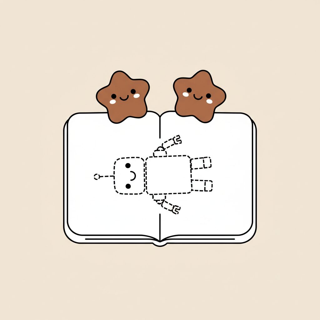 Criança observando robô com curiosidade em ambiente hotel