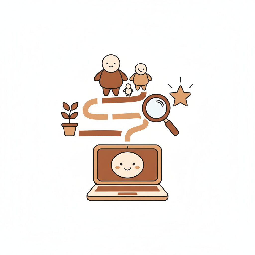 Gia đình vui vẻ bên laptop AI