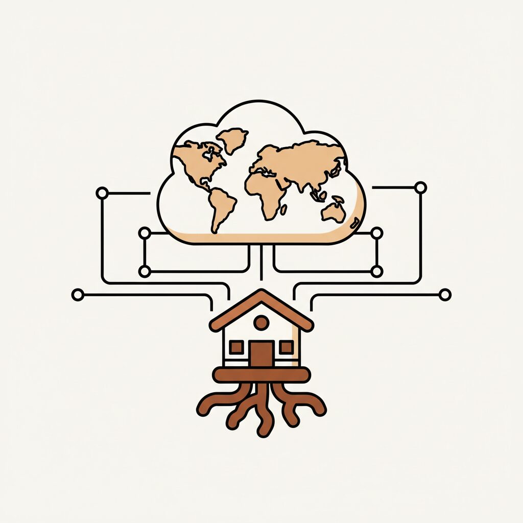 Carte interactive montrant la connectivité locale et globale de manière simple et visuelle