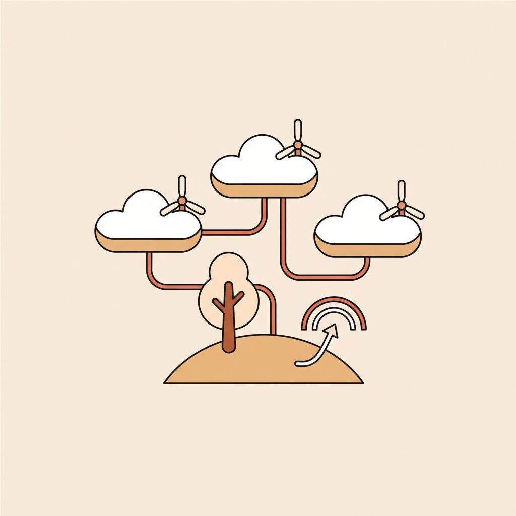 Família explorando natureza com dispositivo digital