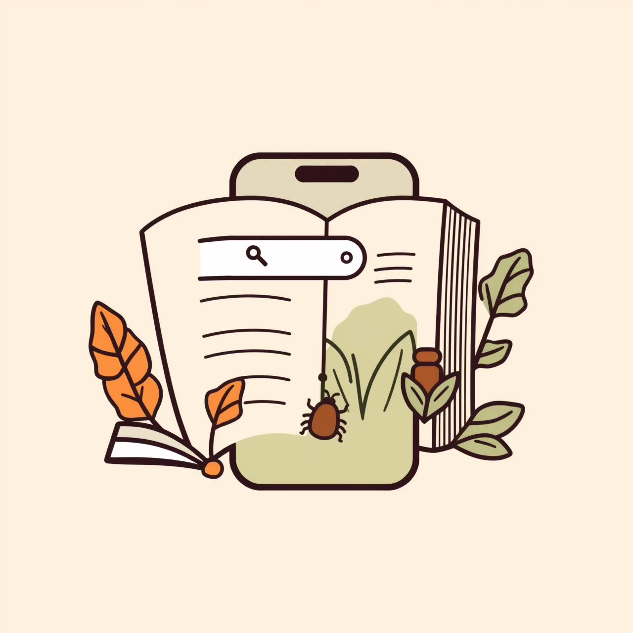 親子で公園で虫を観察する様子