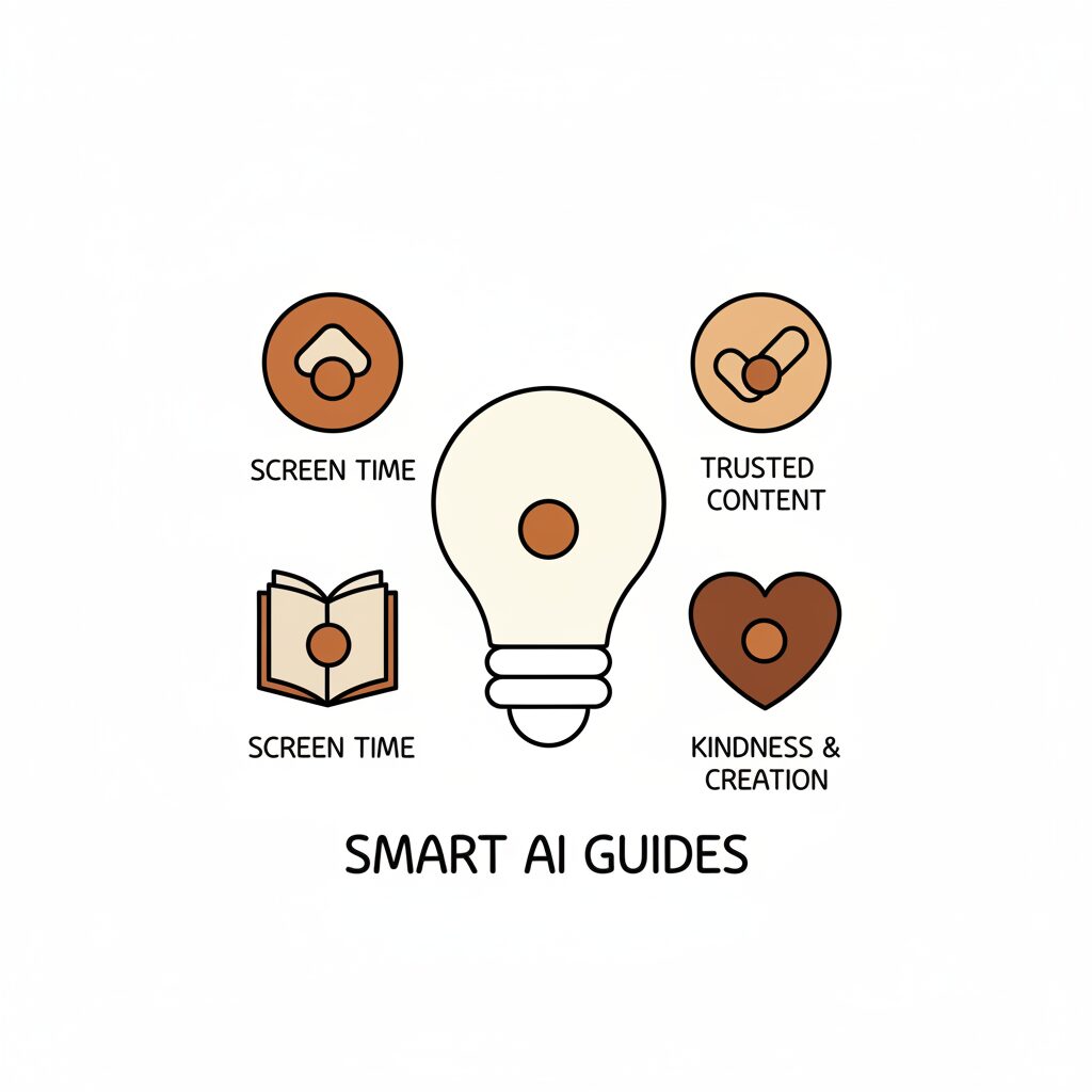Orang tua Indonesia membimbing anak mereka menggunakan laptop untuk tugas sekolah dengan senyum.