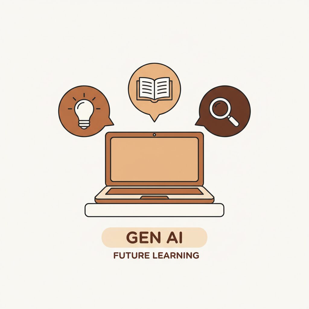 Seorang ayah dan anak perempuan melihat layar tablet bersama di ruang keluarga yang nyaman, belajar tentang AI.