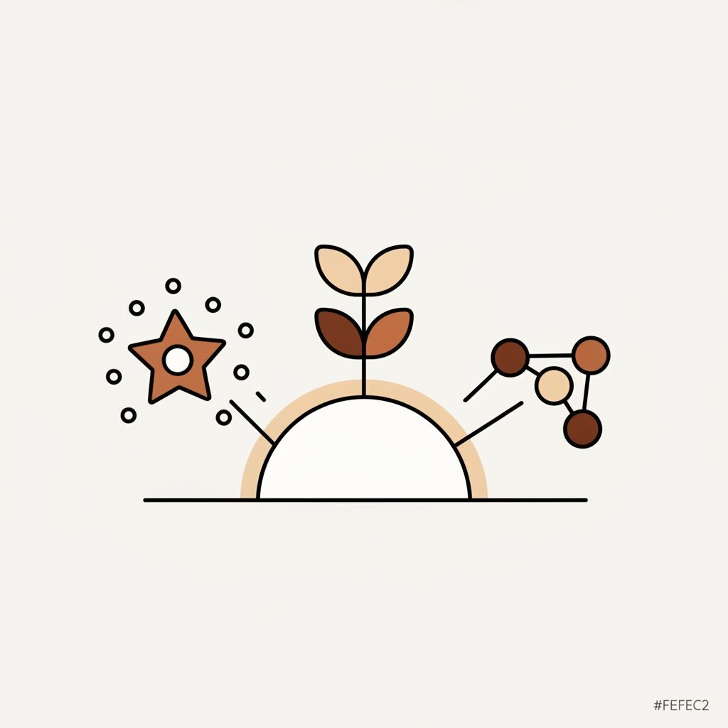 Keluarga bahagia berjalan bersama di taman, melambangkan masa depan cerah dengan teknologi.