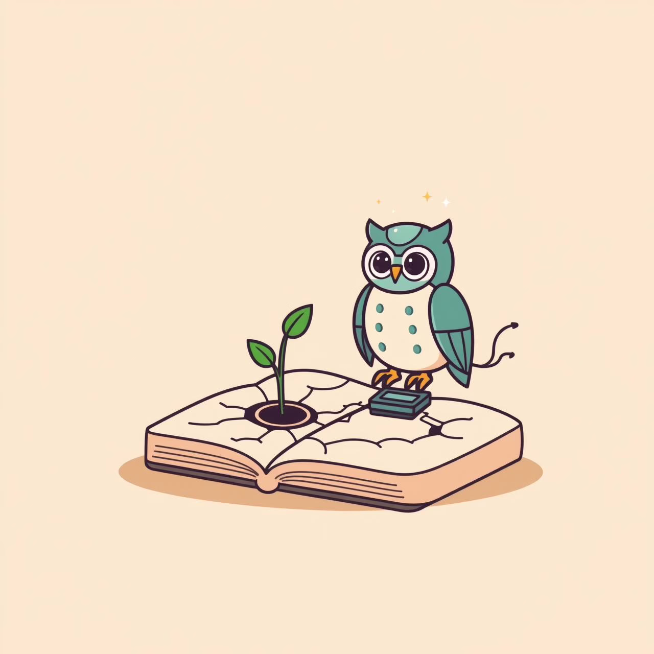 Seorang ayah dan anak perempuan melihat keluar jendela yang tertutup salju, melambangkan musim dingin AI.