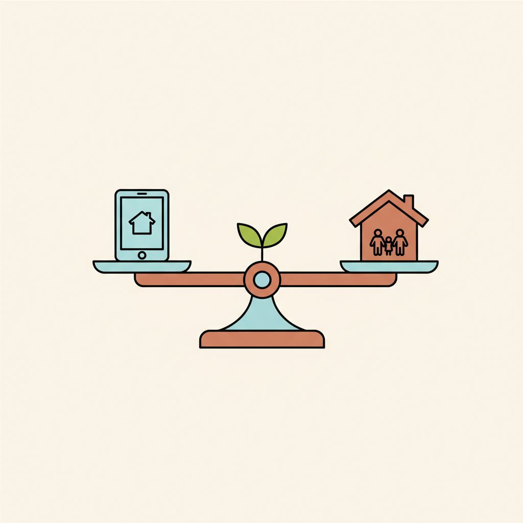Criança brincando com tecnologia e interação humana