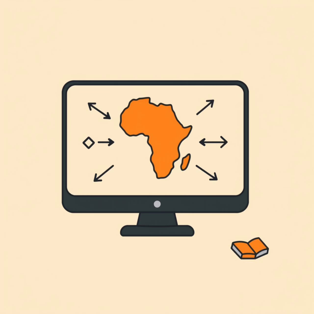 아프리카 대륙과 다양한 언어를 나타내는 그래픽