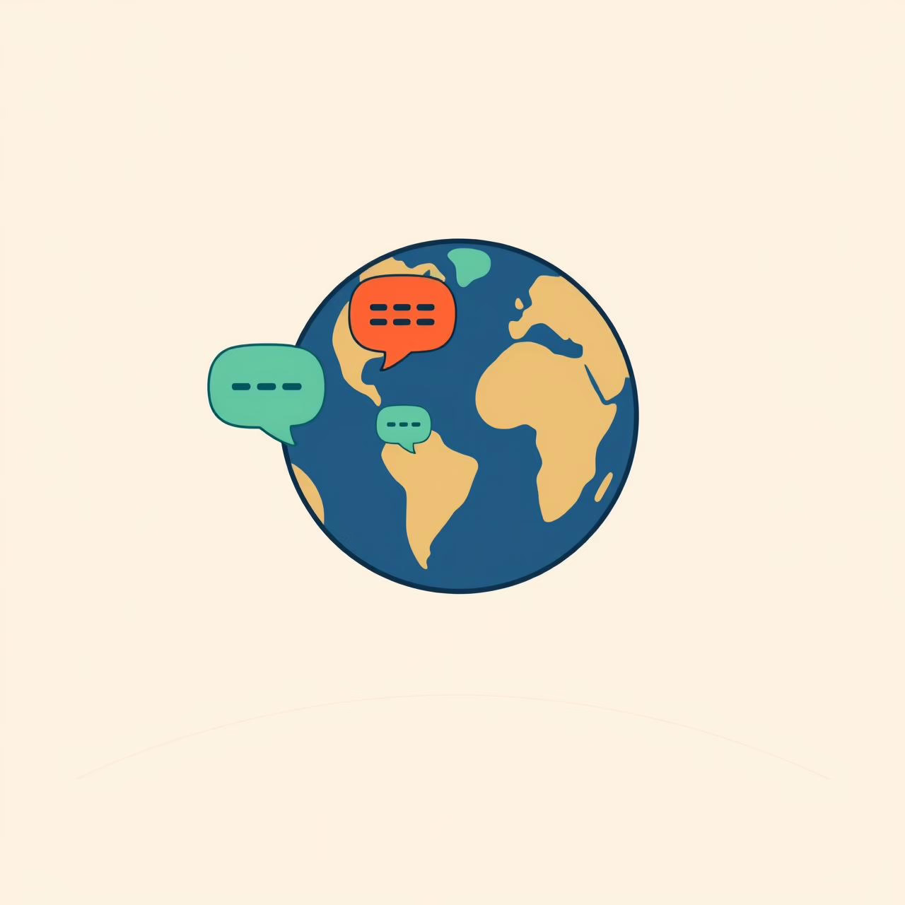 アフリカの多様な言語を象徴するカラフルなコミュニティイラスト