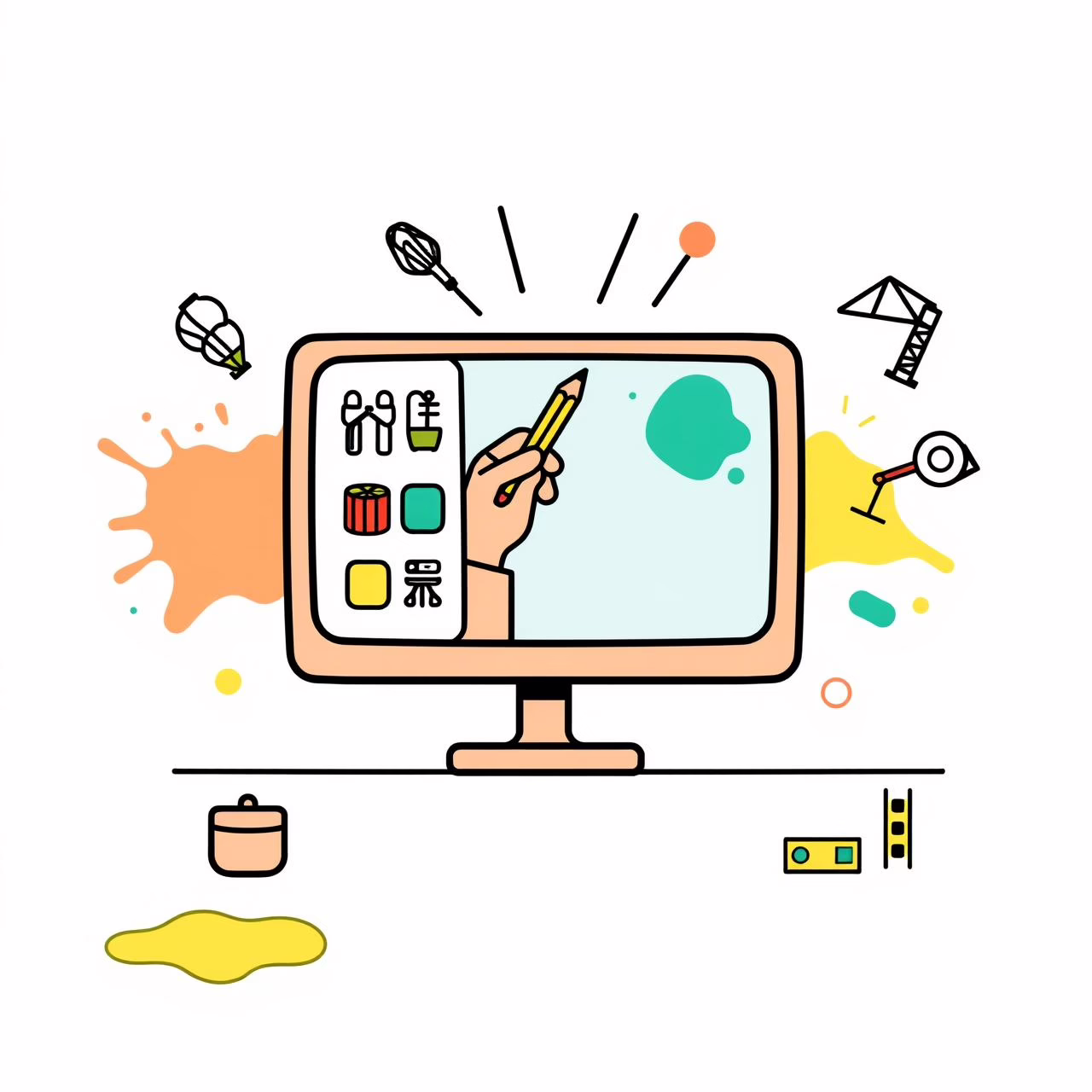 Child creating digital artwork on tablet