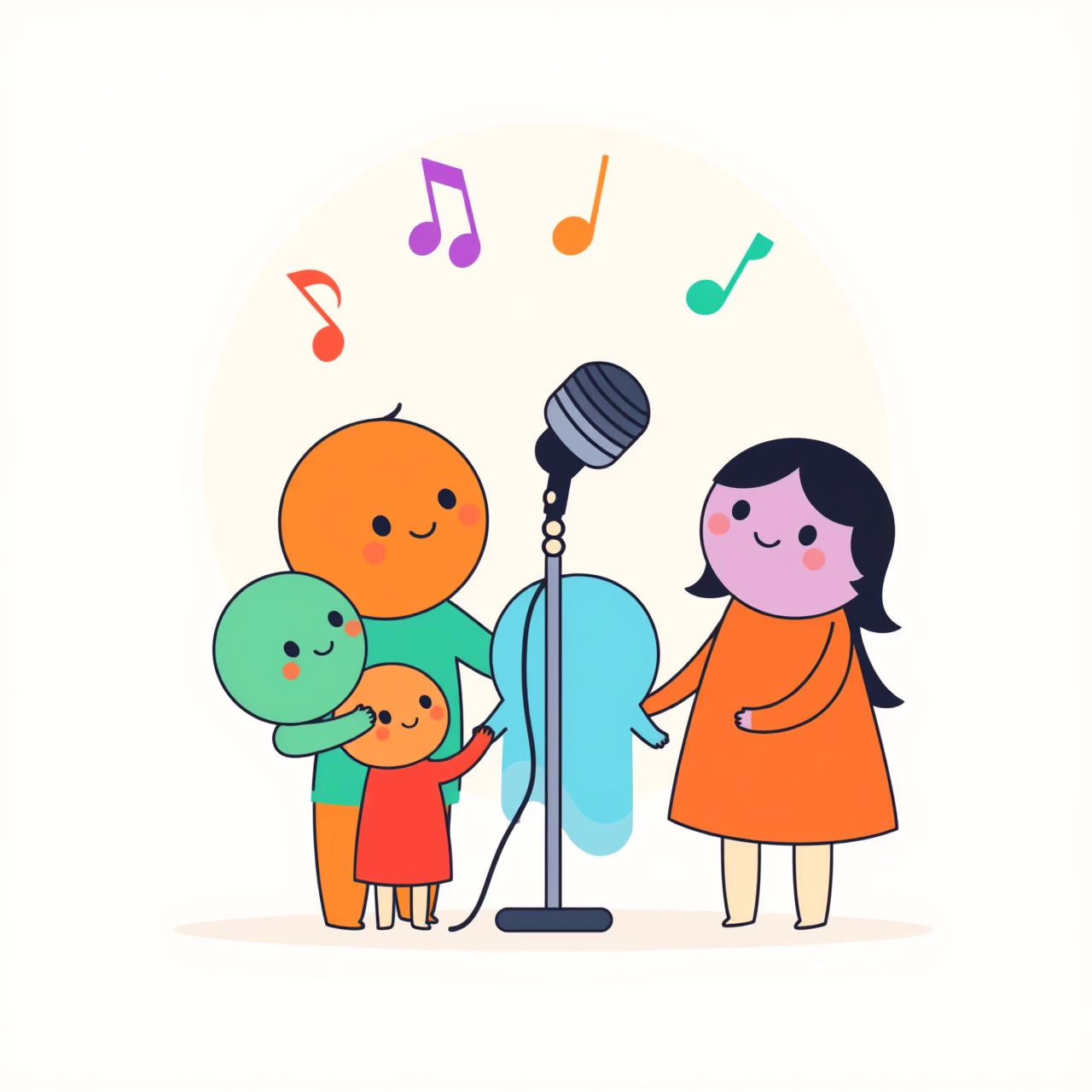 家族が一緒にVibeVoiceを使ってイベントを楽しむ姿