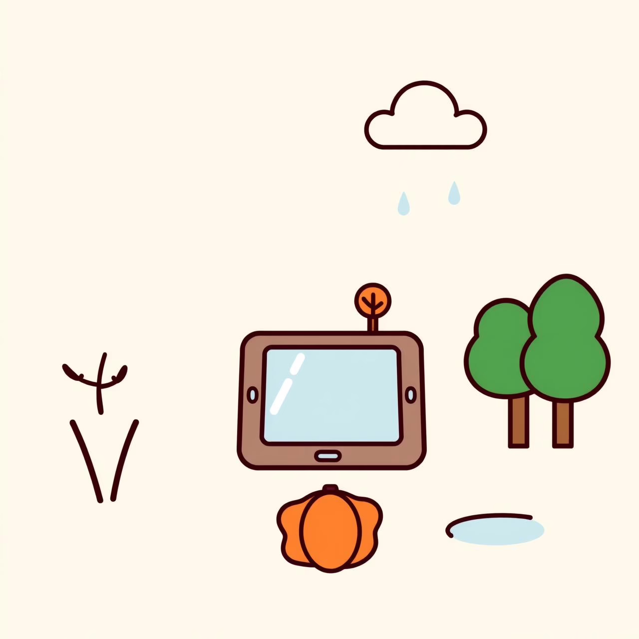 子供が公園で遊ぶ様子とタブレット学習する姿を対比、デジタルと自然活動のバランスを表現