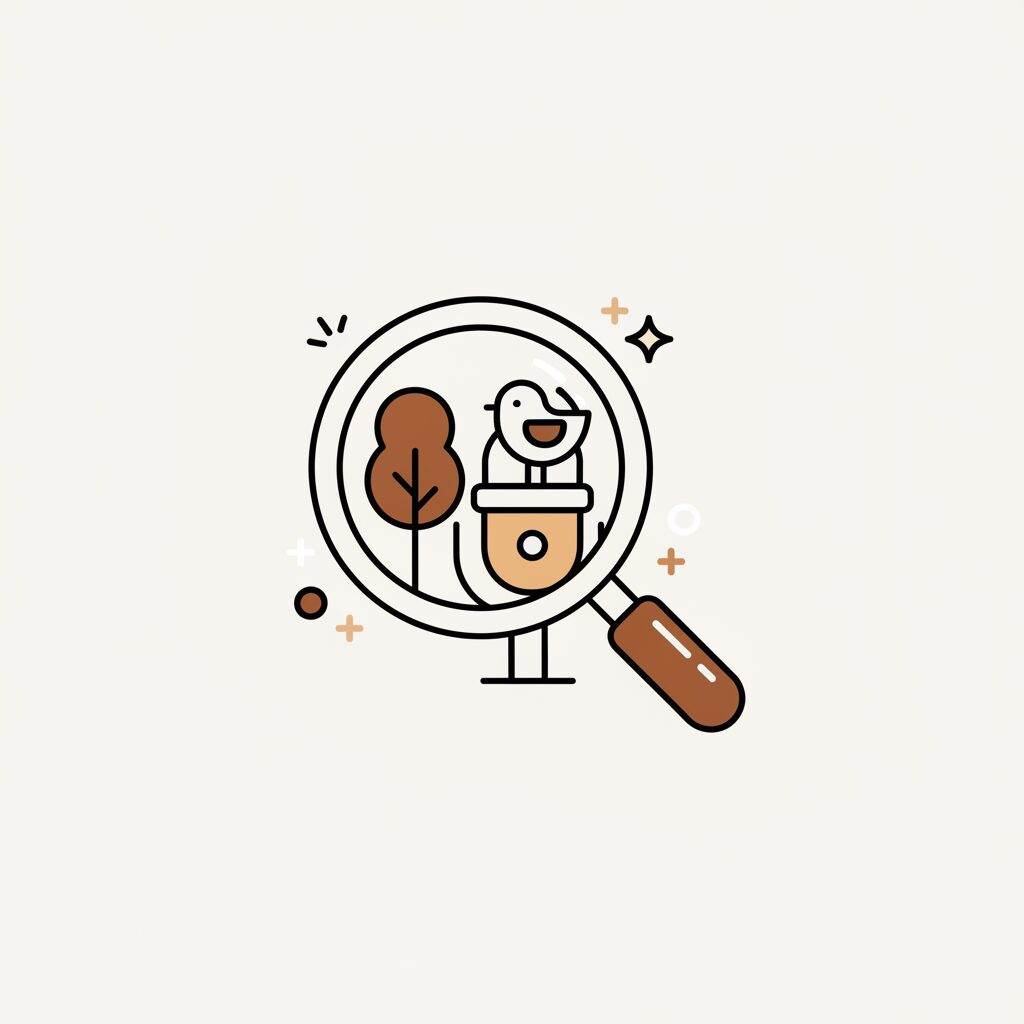 아이와 공원에서 새소리 녹음하며 놀이하는 모습