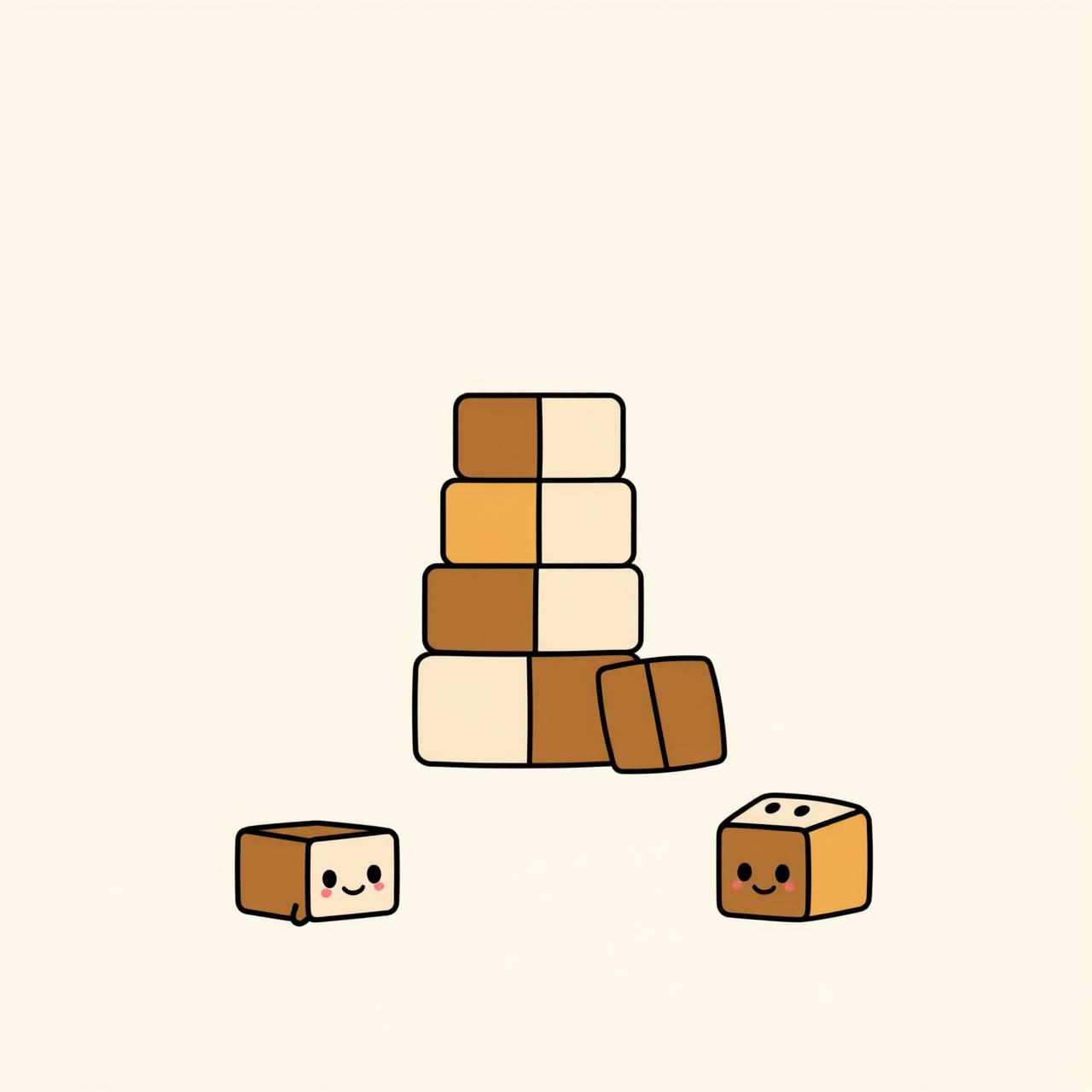 Father and daughter building block tower together