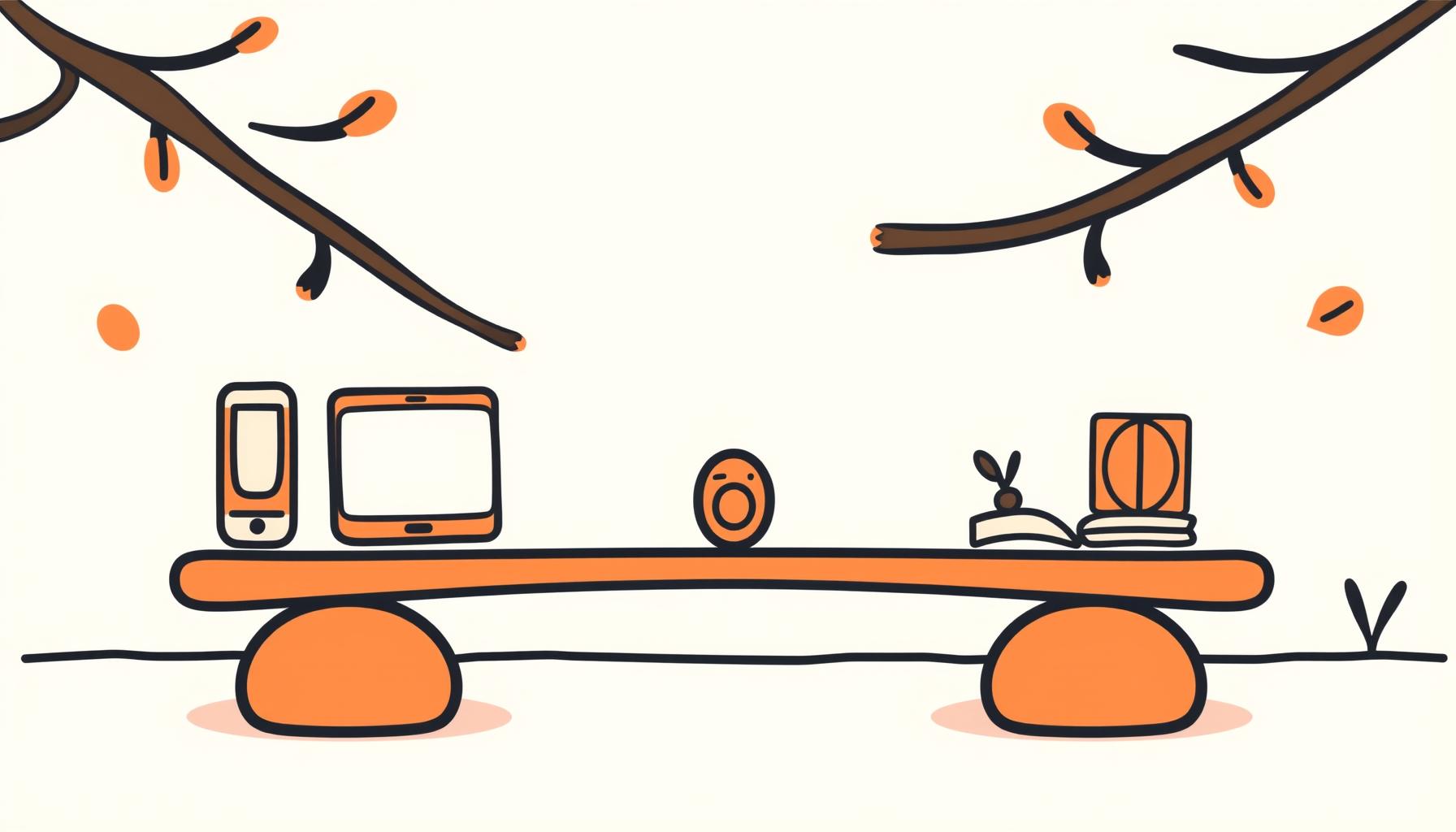 Keluarga menyeimbangkan waktu gawai dan bermain di taman.