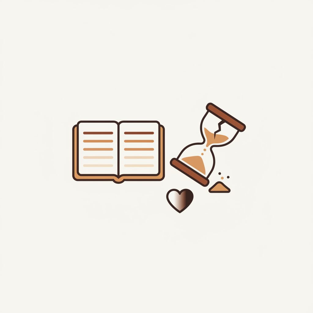 Reloj de arena con notas manuscritas en erosión