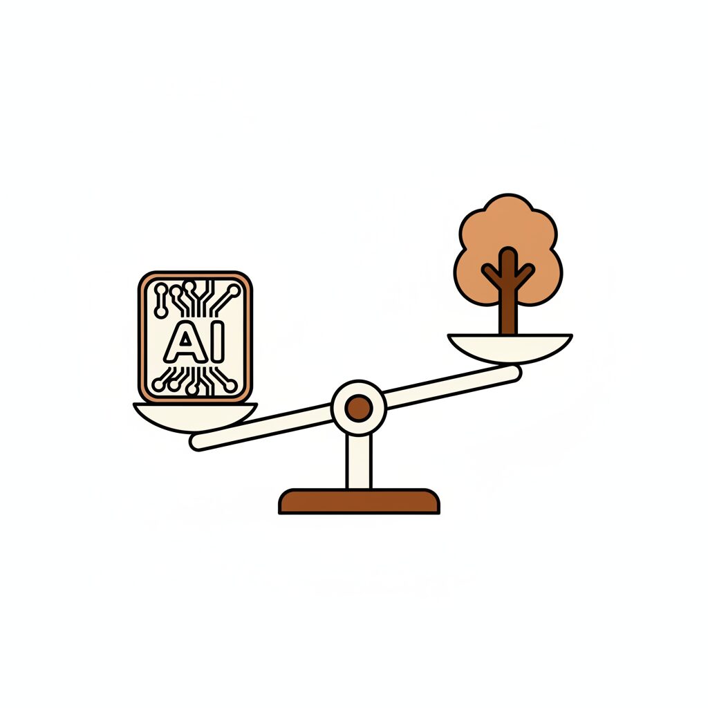 バランスを取る親子のシルエット テクノロジーと自然の調和