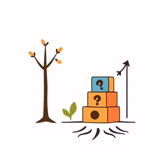 Child building block tower with focus