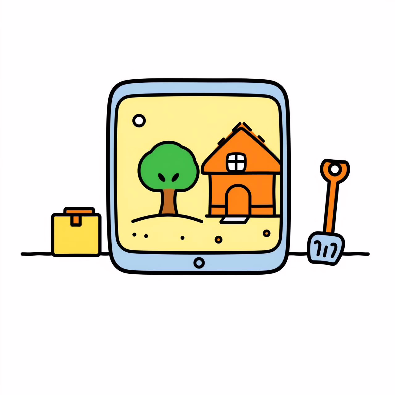 Family collaborating on a creative project with tech and craft materials