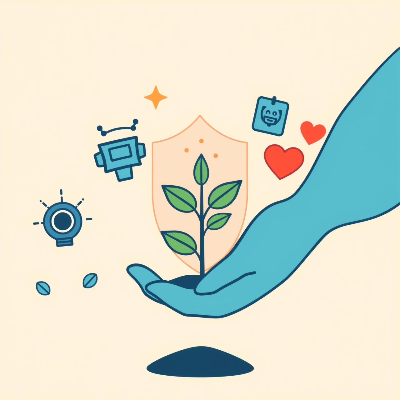 부모와 아이가 함께 AI 기술의 발전을 지켜보며 대화하는 따뜻한 가족 모습