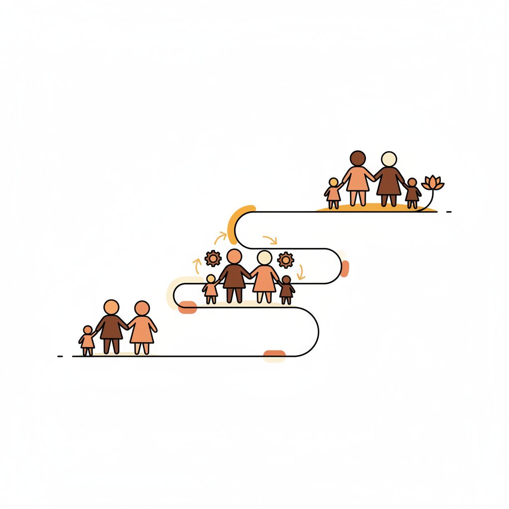 Familia transitando entre diferentes fases