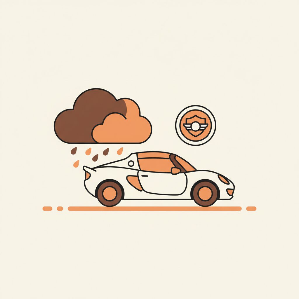 Voiture électrique sous la pluie