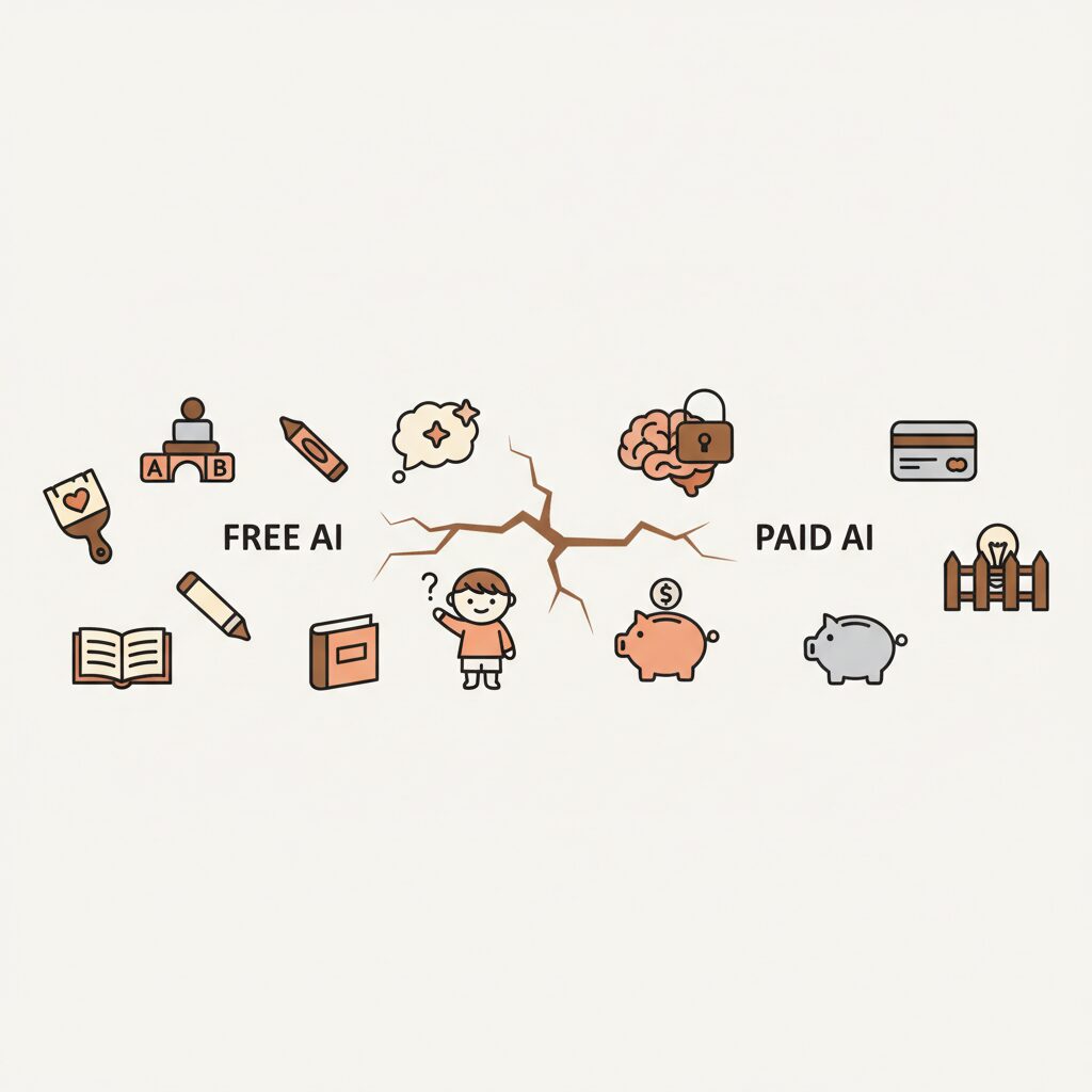 親と子がタブレットを見ながら微笑む 明るい部屋の様子