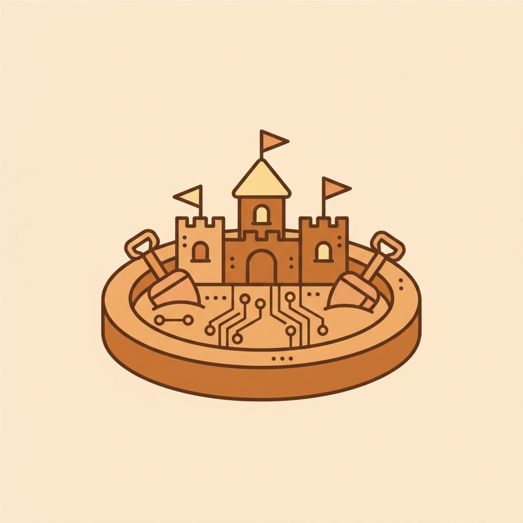 砂場で協力して遊ぶ子どもたちの様子