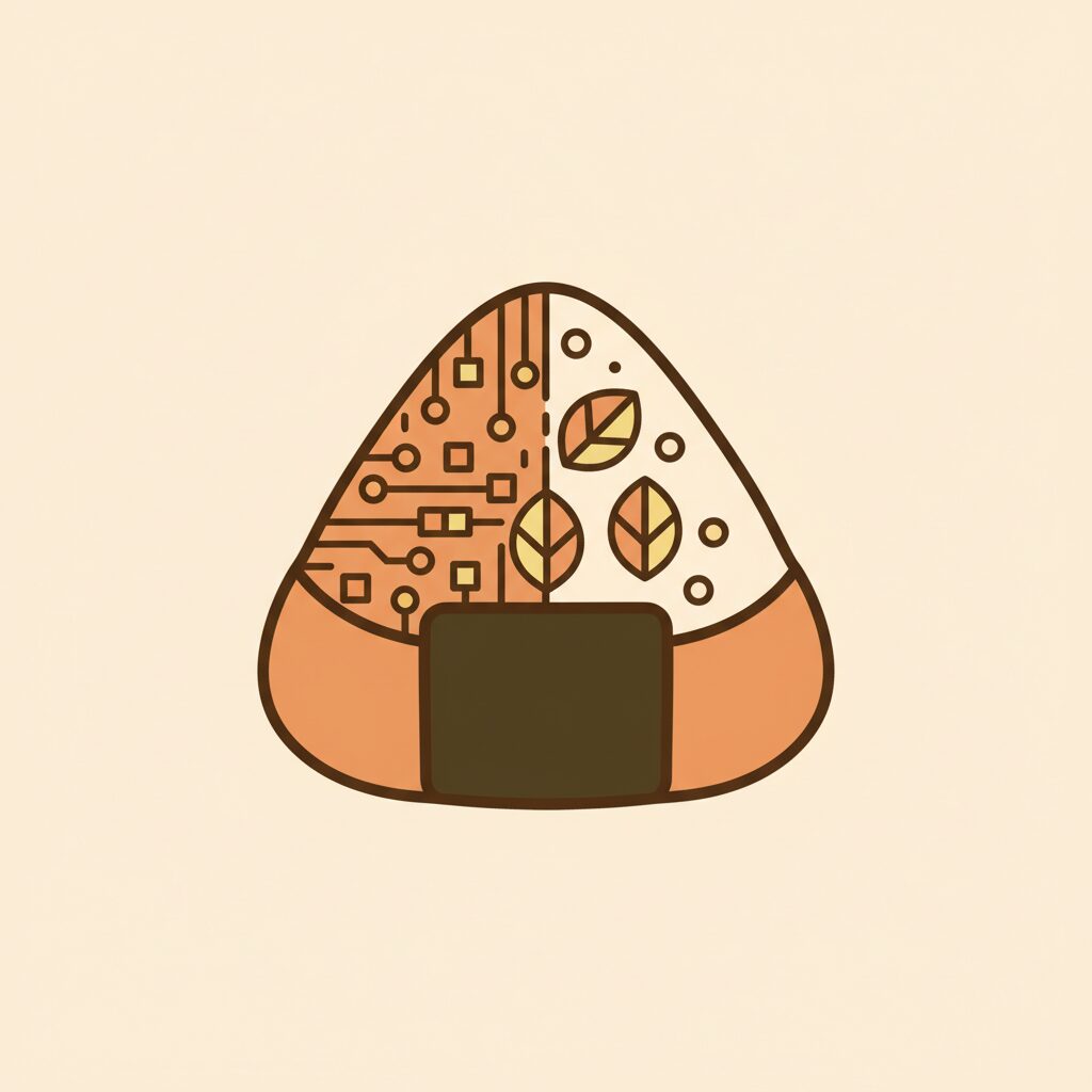 海苔で巻かれたサーモンおにぎりの断面