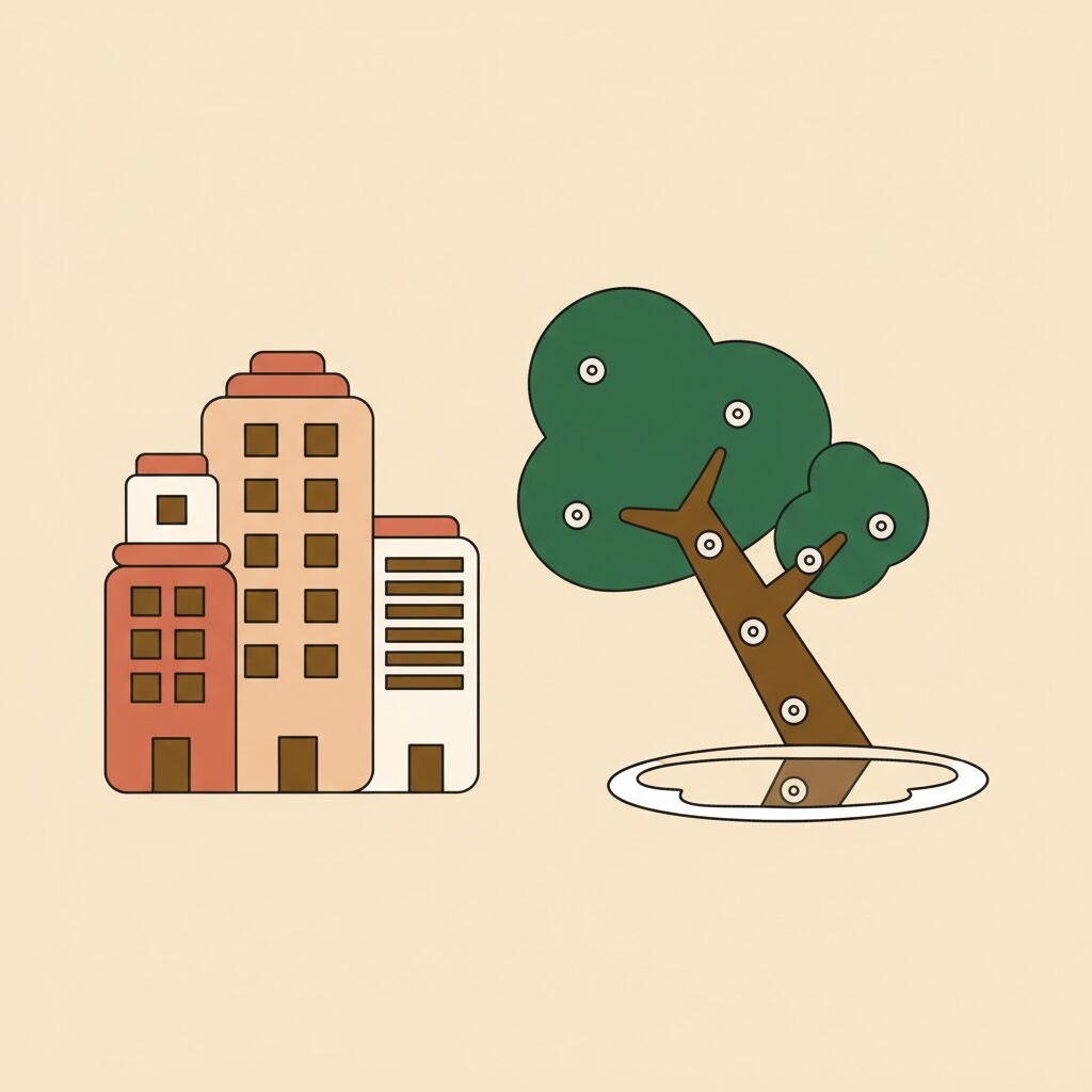 都市の冒険遊び場で遊ぶ子どもたち