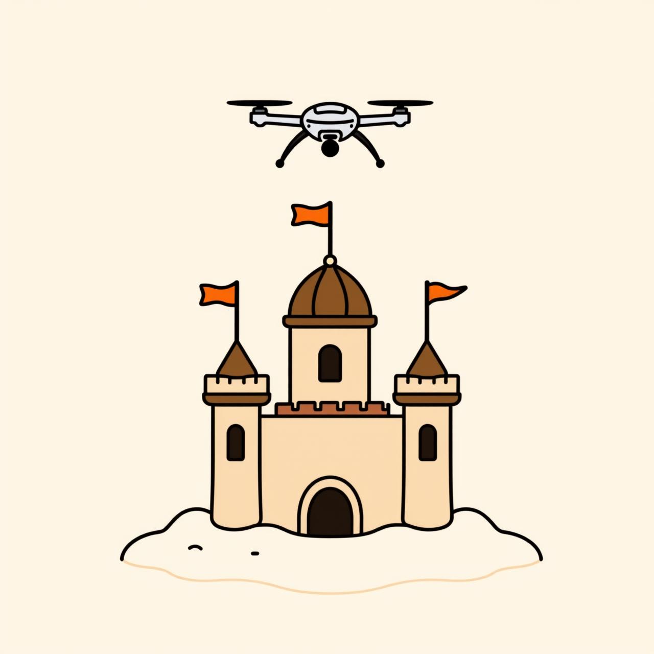 Niños colaborando en equipo construyendo castillo de arena en la playa