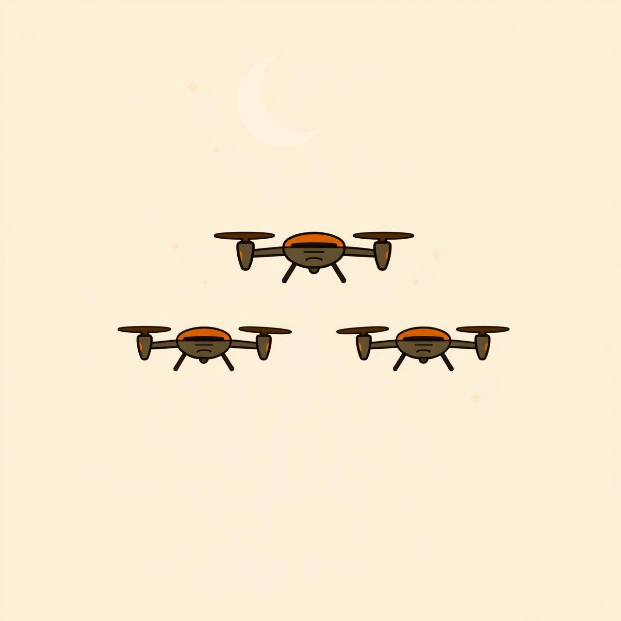 Drones autonomes survolant un paysage nocturne - illustration technologique et éthique