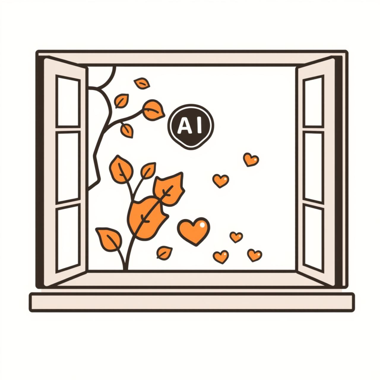 秋の青空が広がる窓辺でAIについて話す親子