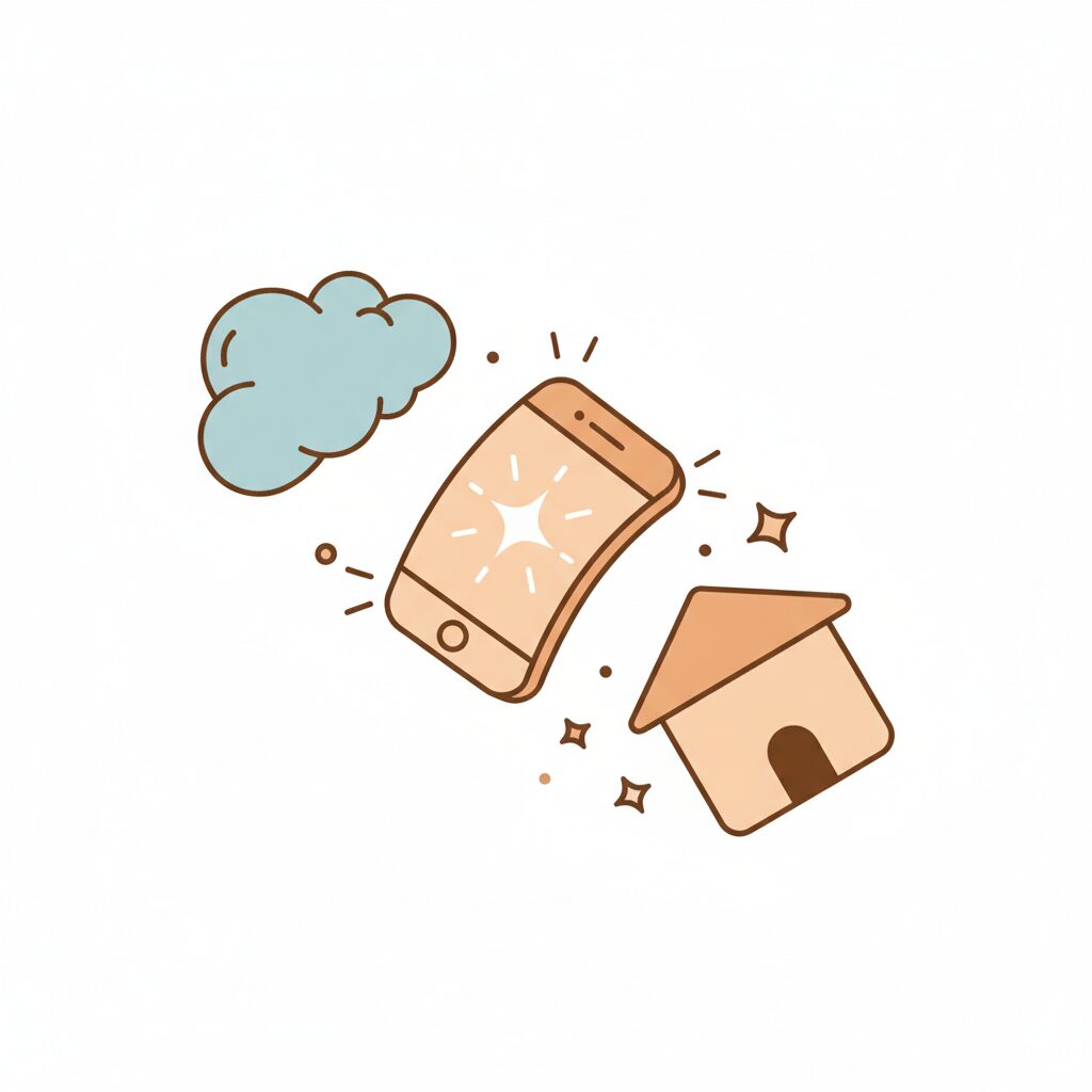 娘がスマホに話かける家族