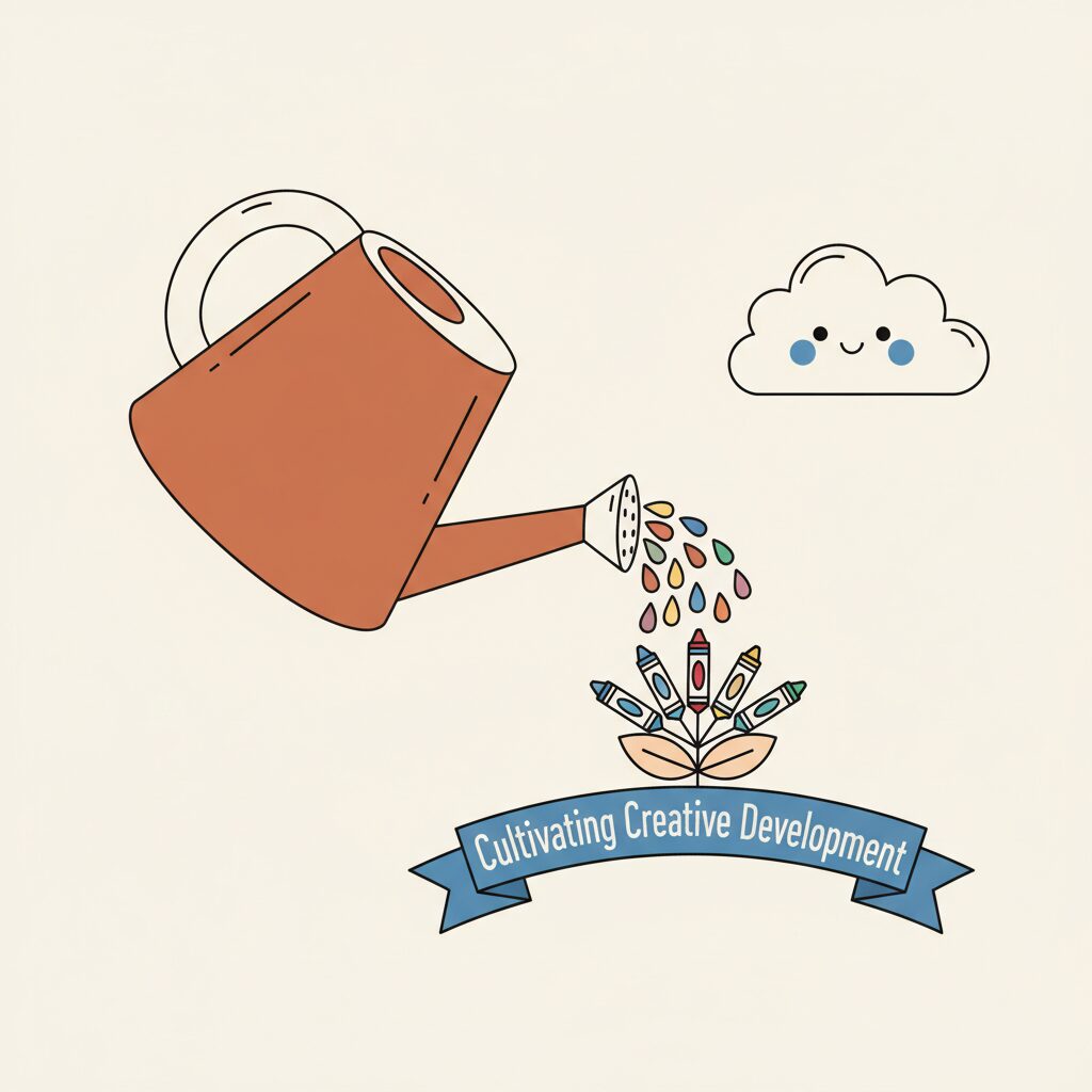 아빠와 딸이 AI 이미지 생성 도구를 보며 즐겁게 대화하는 모습