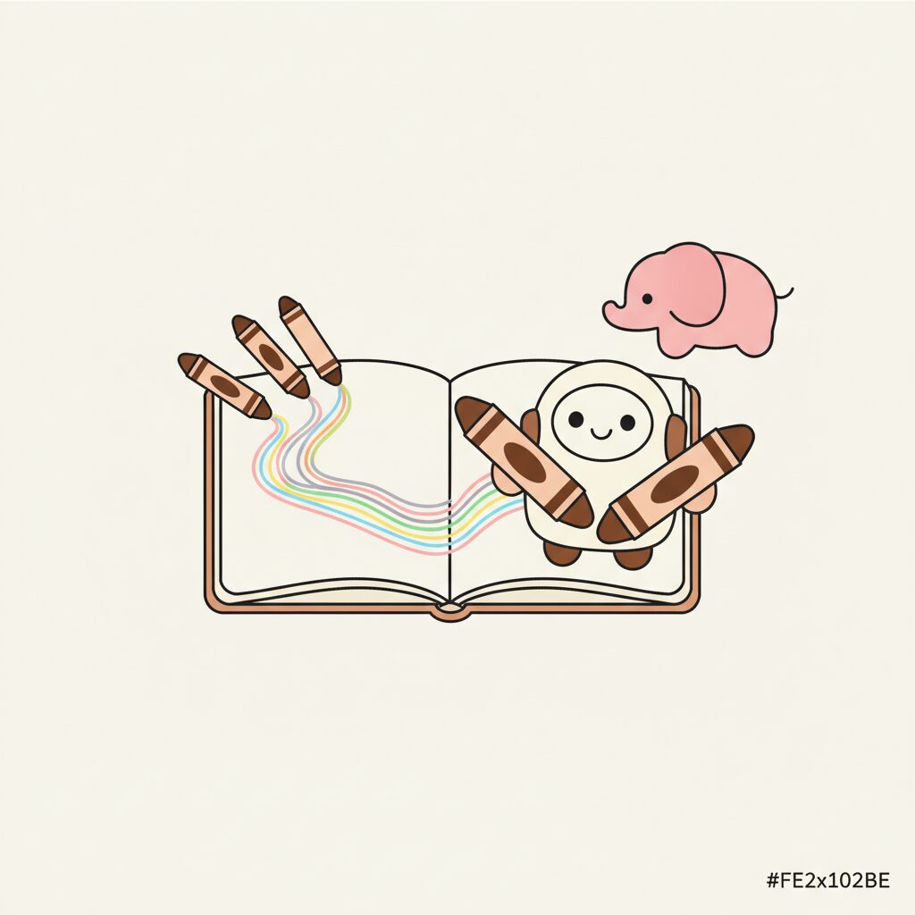 AI가 그린 어설픈 그림과 아이의 창의적인 그림이 나란히 놓인 모습