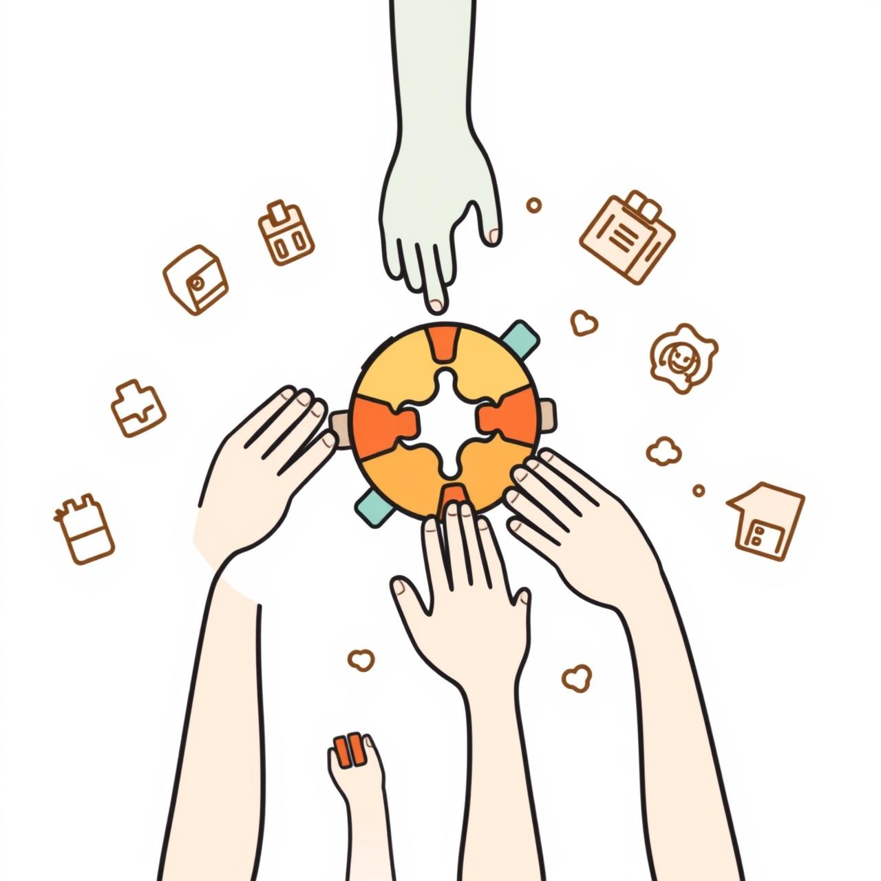 Children collaborating on building a wooden bridge model