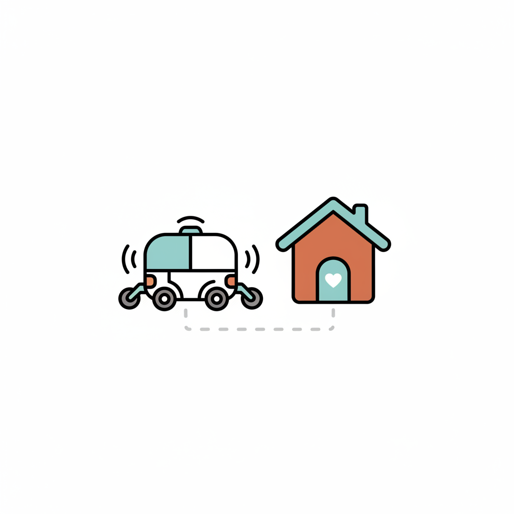 mother and child cautiously approaching a self-driving car