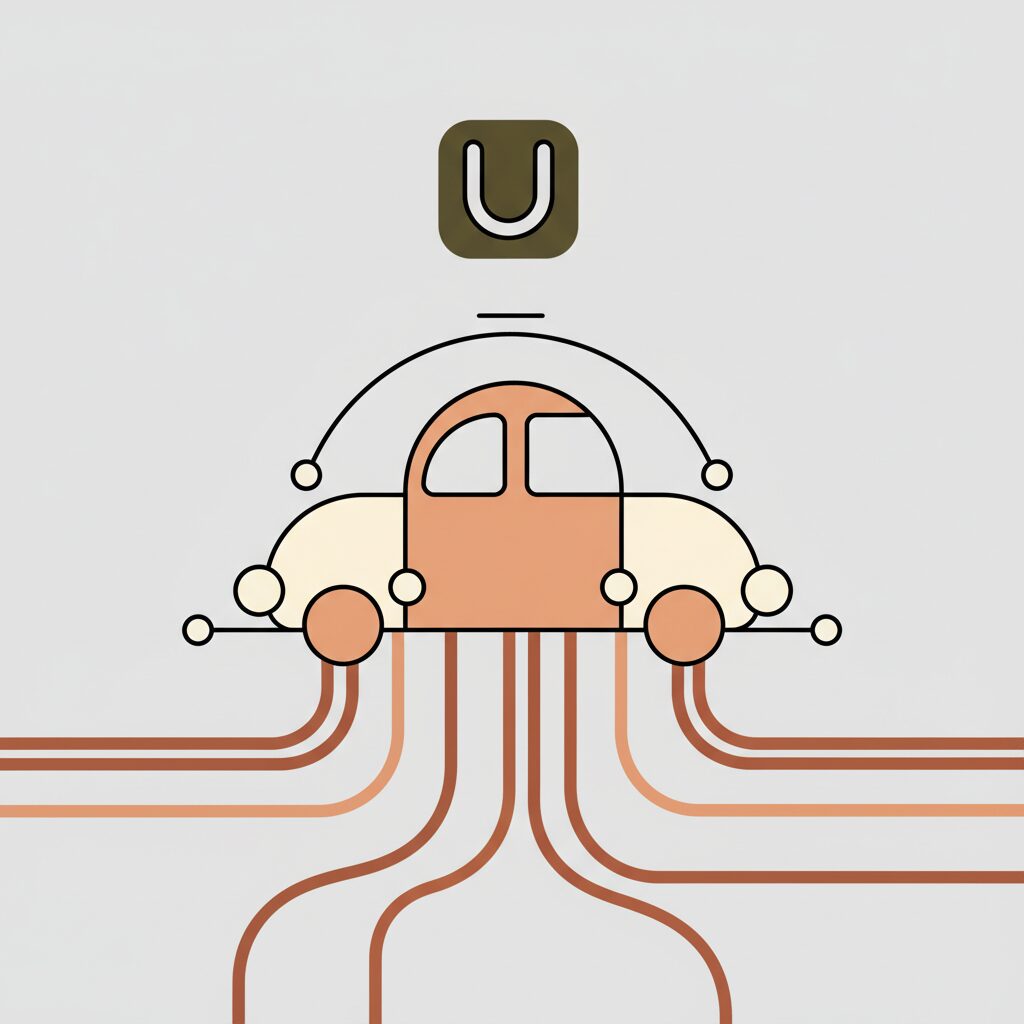 家族がロボタクシーでお出かけするイメージ