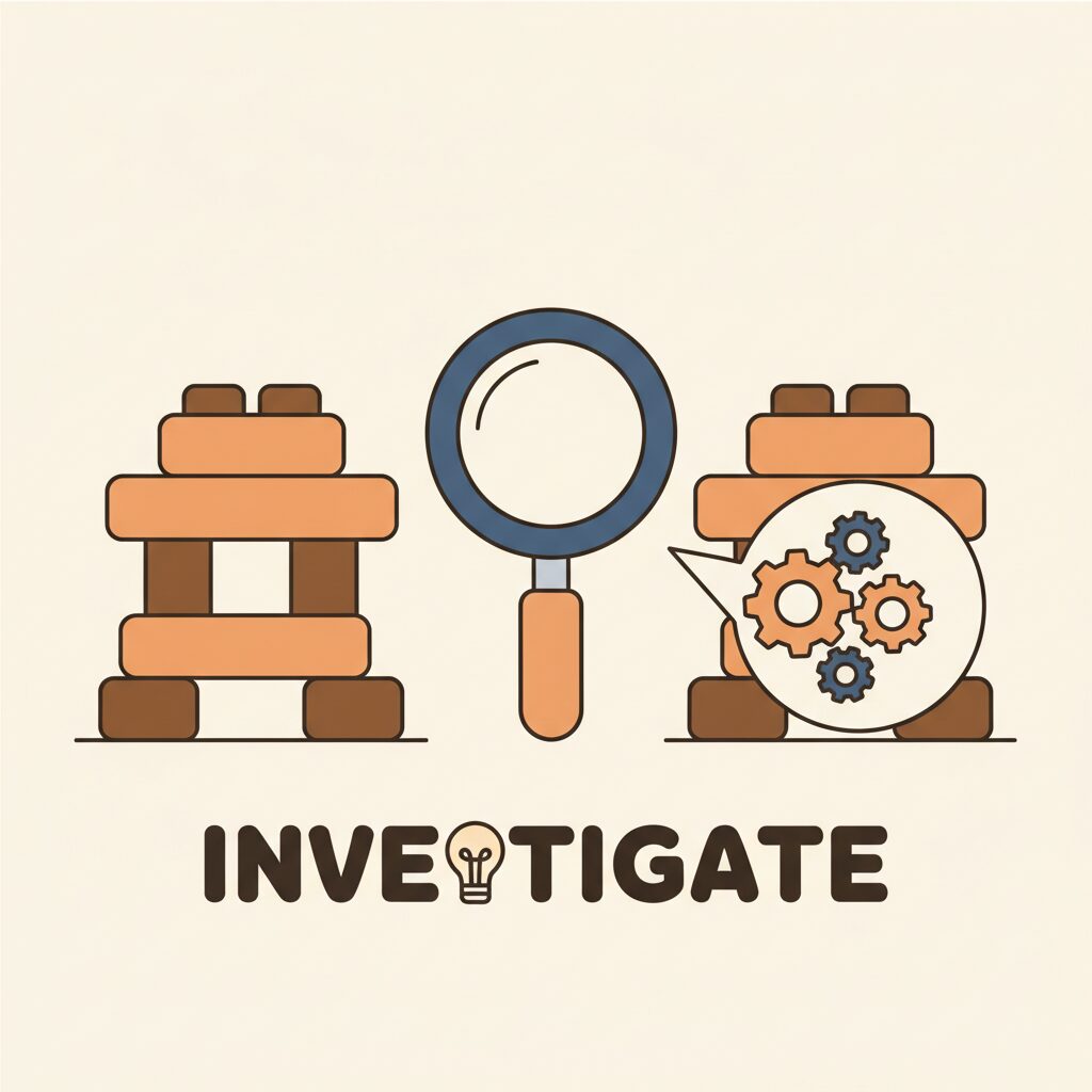 Anak mengamati serangga di alam terbuka