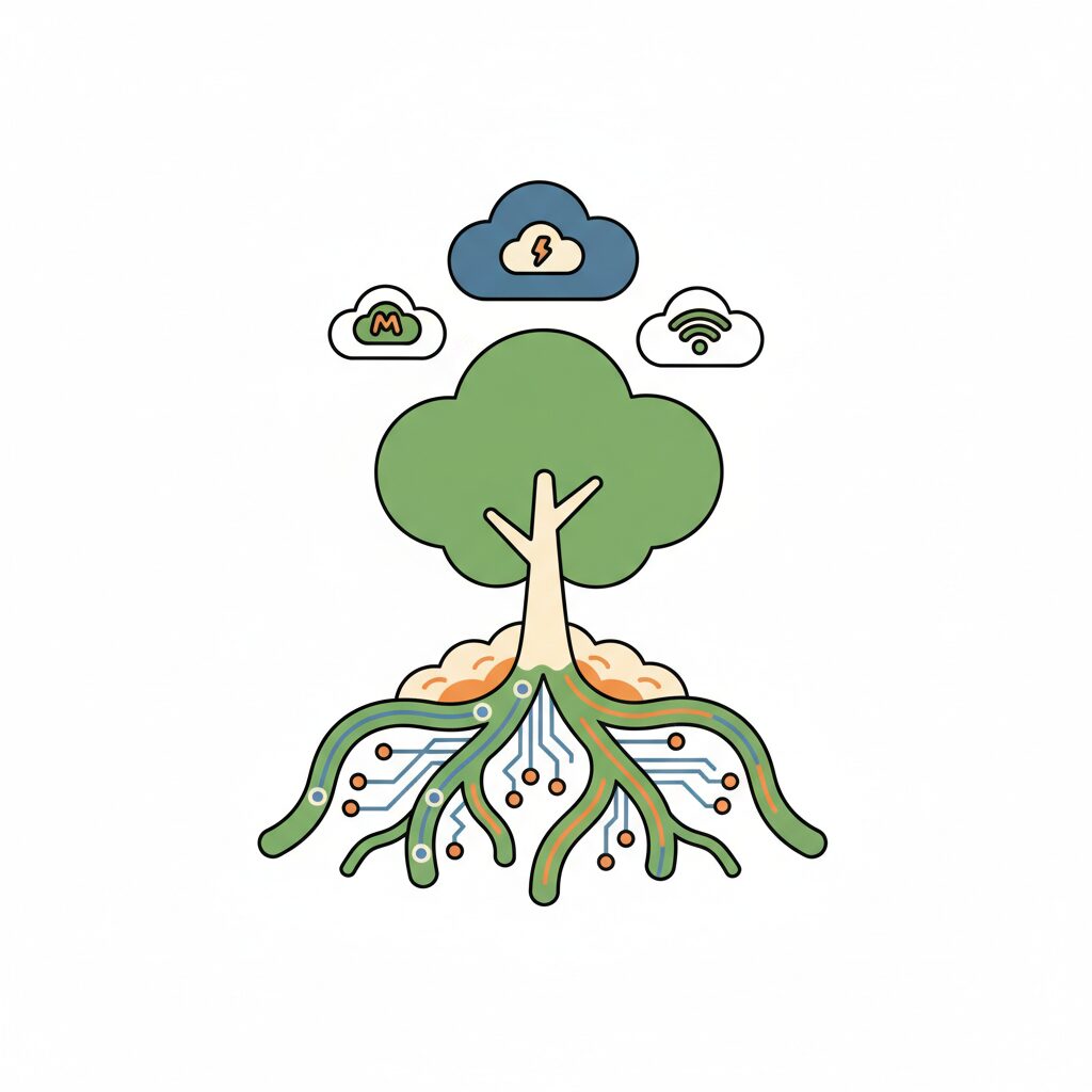 Keluarga bermain di taman setelah hujan