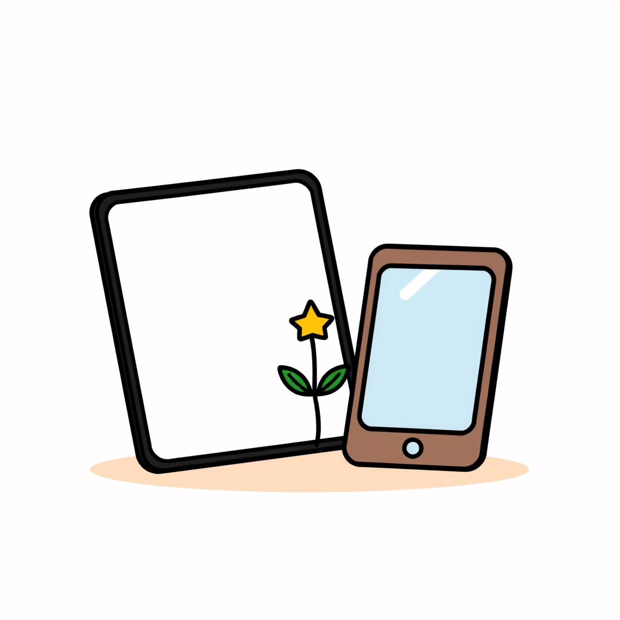 children exploring nature and technology together in a park