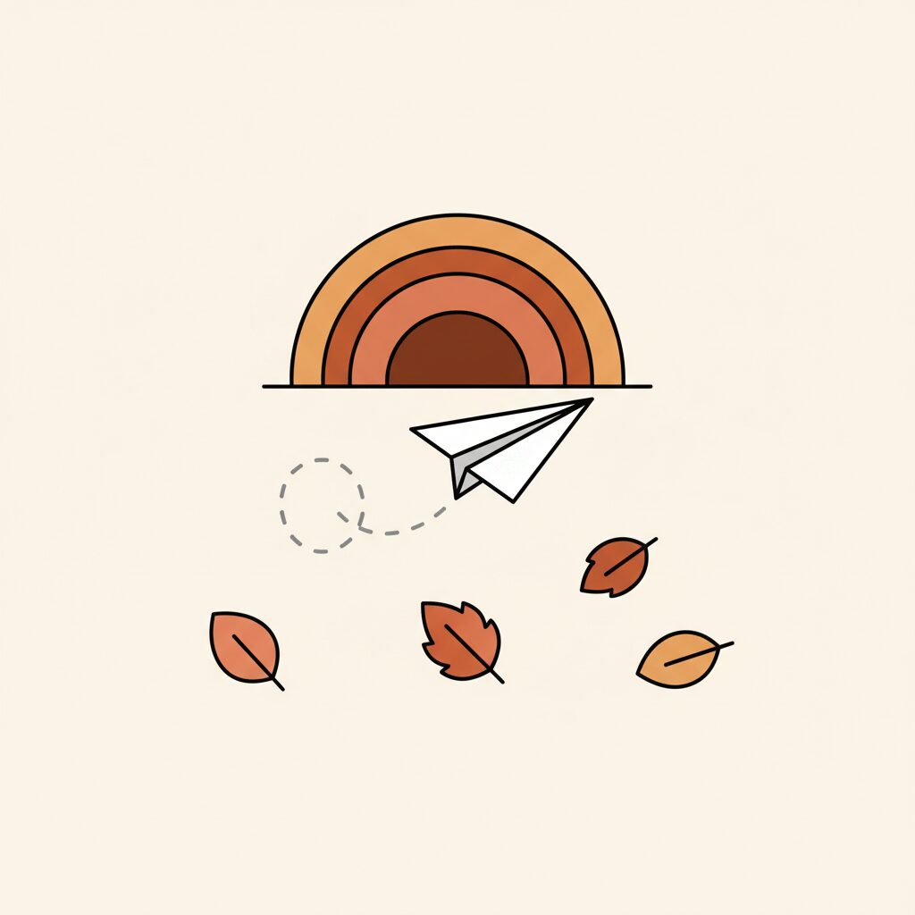 Keluarga bermain di taman saat senja tanpa gawai