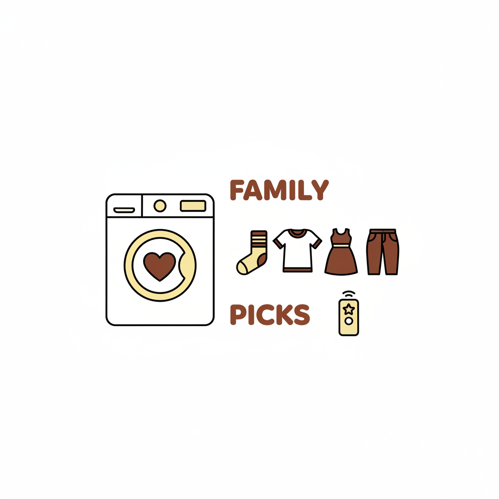 가족이 함께 거실에서 스마트 가전을 보며 웃는 모습