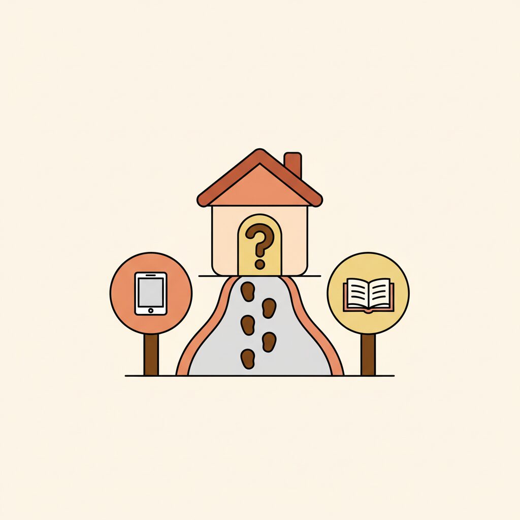 Padres e hijos sonriendo mientras exploran un libro juntos