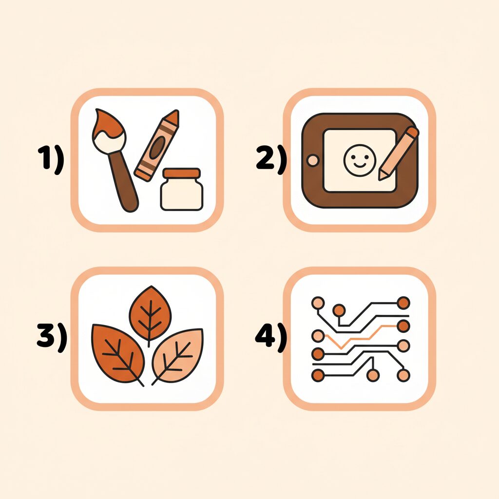 子どもがAIツールを使って創作活動に取り組む姿