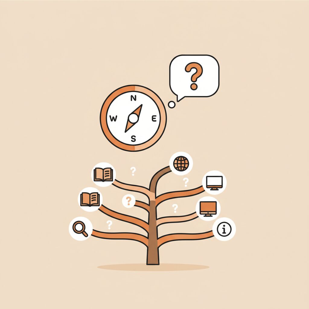 아빠가 아이의 눈높이에 맞춰 앉아 함께 무언가를 탐색하며 다정하게 설명해주는 모습