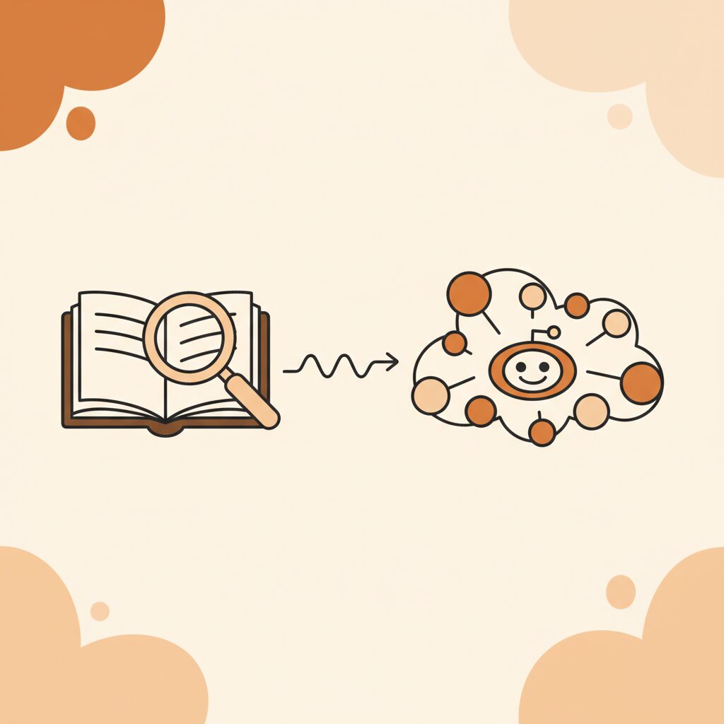 여러 사람이 함께 모여 아이디어를 나누는 모습을 형상화한 다채로운 일러스트