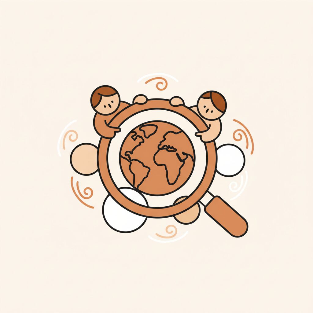 부모와 아이가 손을 잡고 빛나는 길을 향해 함께 걸어가는 뒷모습