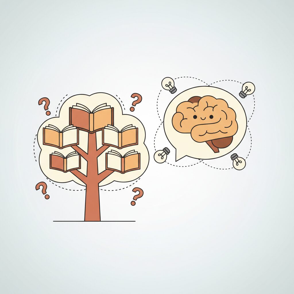 Bibliothèque numérique avec Livres volants et symbole IA