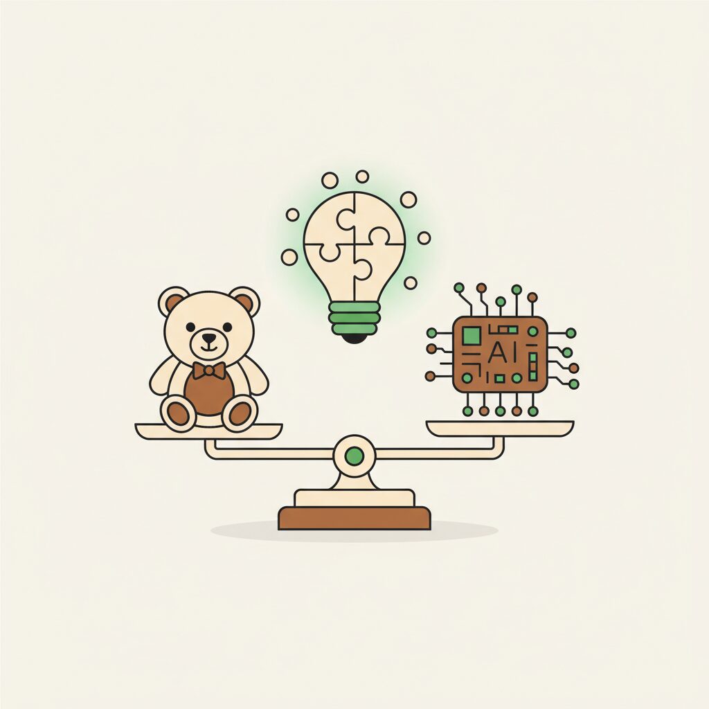 親子でスクリーンタイムを管理しながら会話する様子